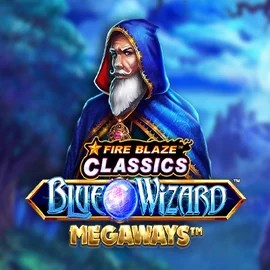 Fire Blaze Blue Wizard Megaways by Rarestone Gaming, showcased at royalstigerr.com – game logo