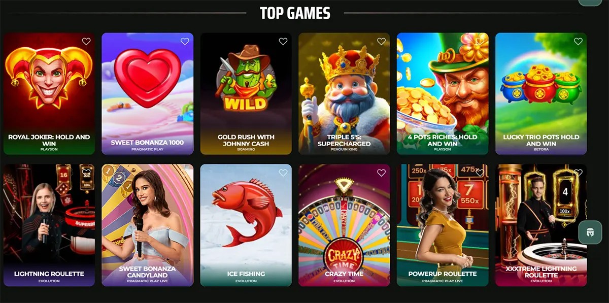 An German selection of top-rated casino games under the heading