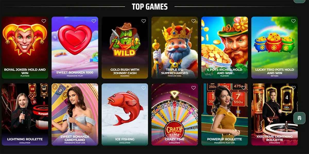 An German selection of top-rated casino games under the heading 
