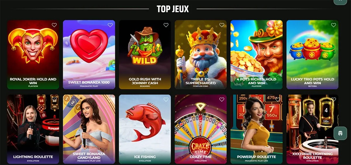 A French selection of top-rated casino games under the heading