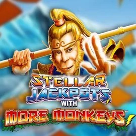 Stellar Jackpots with More Monkeys online game logo by Lightning Box Game on royalstigerr.com